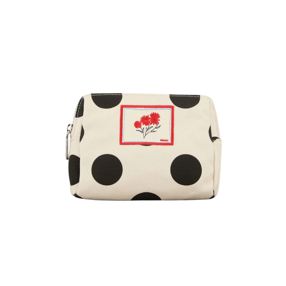 Maxi Polka Canvas toilettaske - Birch White